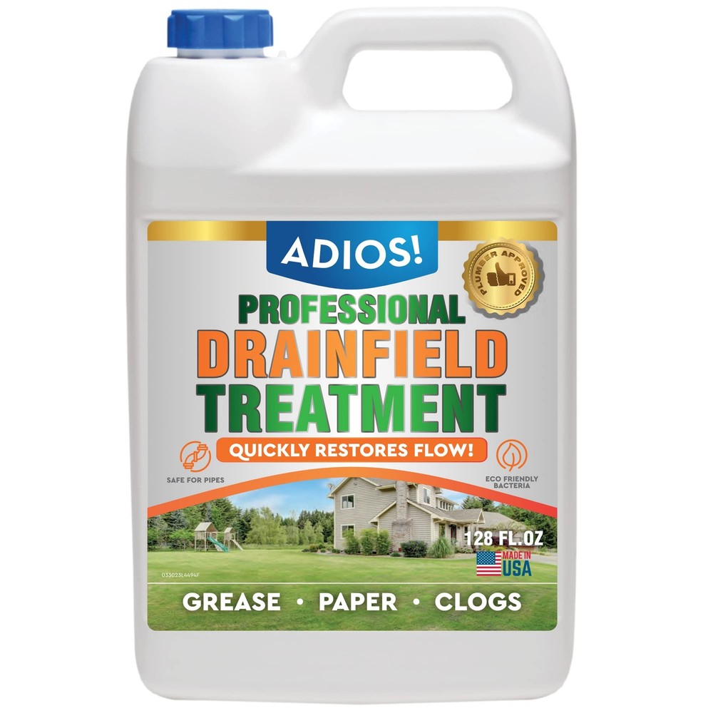 Adios Enzyme Drain Field Cleaner and Treatment for Septic Tanks, Leach Fields…