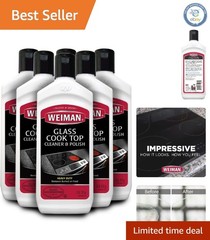 Non-Abrasive Cooktop Cleaner & Polish – 10oz [Pack of 6] for All Glass Surfaces