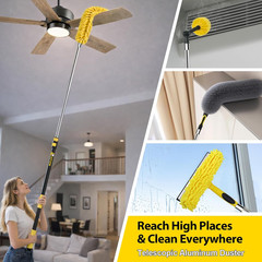 20 Foot High Ceiling Duster Kits with 5-12Ft Heavy Duty Extension Pole, High Rea