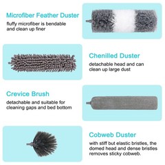 12pcs Microfiber Dusters, Duster with Extension Pole(Stainless Steel) 30 to 1…