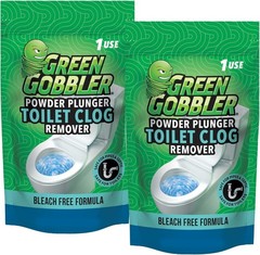 Green Gobbler Powder Plunger Toilet Bowl Clog Remover 2 Pack 16.5 oz Drain Opene
