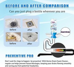 450ml Bubble Foaming Cleaner For Drain Pipe Sink Cleaning Toilet (2pc)