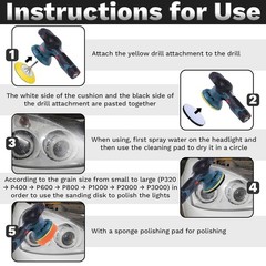 Kit 38PCS Limpieza de Faros con Lijas y Almohadillas, Universal para Coche