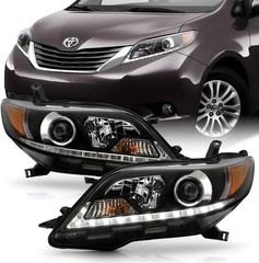 – for [Halogen Model] 2011-2020 Toyota Sienna Upgrade LED DRL Style Black Housin