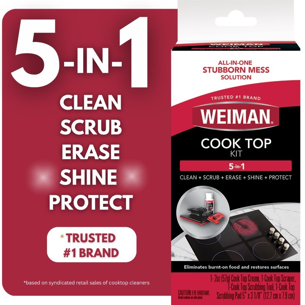 Complete Cleaning Kit for 5-in-1 Cooktop with Cream Scrubbing Pad and Scraper