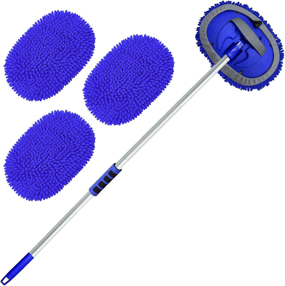 62” Car Wash Brush Kit with Long Handle and Microfiber Mop Mitt
