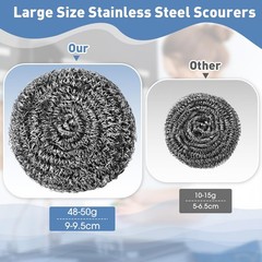 72 Pcs Stainless Steel Scrubbers – Heavy-Duty Scouring Pads for Dishes, Pots, St