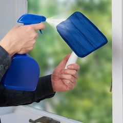 Speed Clean with 4Ft Pole and Extra Reusable Pads, Indoor Window Cleaner, Househ