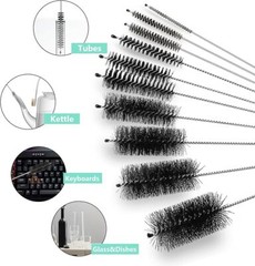 Nylon Straw Brush Cleaner Bottle Tube Pipe Small Long Cleaning 10Pcs Set USA