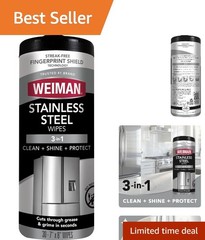 Weiman Stainless Steel Cleaner Wipes, 30 Count – Non-Abrasive Anti-Fingerprint