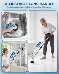 Rechargeable Electric Spin Scrubber with 7 Brush Heads, IPX7 Waterproof, 2-Speed