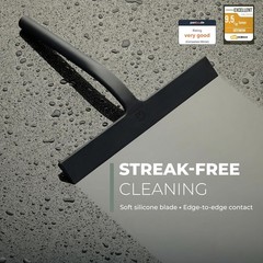 Minimalist Black Shower Squeegee with Stainless Steel Hook – Effortless Cleaning