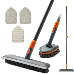 Cepillo Fregador con Mango Extensible 56″ y 4 Cabezales para Baño, Nuevo