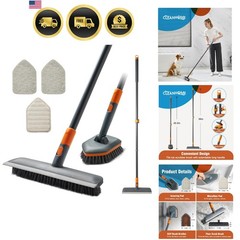 Floor Scrub Brush Tile Tub Scrubber Brush with 4 Different Cleaning Heads, Sh…