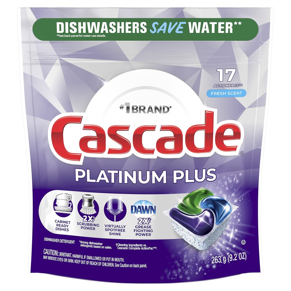 17 Count Dishwasher Detergent Pack Cleaning Agent 4.65 lbs Effective Formula