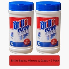 Brillo Basics Glass & Mirror Wipes – 2 Pack (80 Total) – Streak-Free Fresh Scent