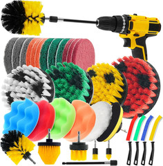 32 Pack Drill Brush Attachments Set Scrub Pads Sponge Buffing Pads Crevice Clean
