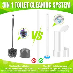 Disposable Toilet Brush, Extended Handle with 48 Cleaner Refills, Toilet Brus…