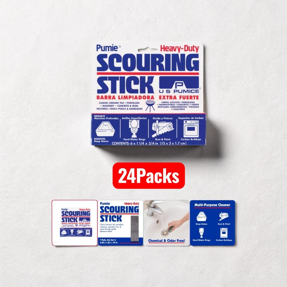 24 Packs Pumie HDW-12 Pumice Heavy Duty Scouring Sticks