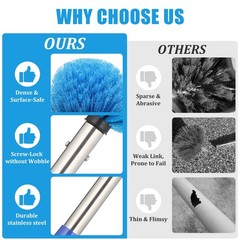 Cobweb Duster with Extension Pole 10 FT Lightweight Stainless Steel Extendab…