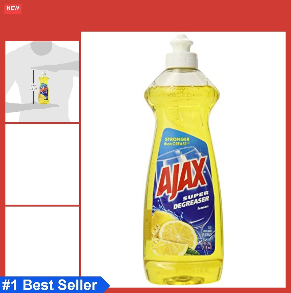 Super Degreaser Dish Soap Liquid Lemon 14 Fl Oz Cooktop Cleaner Tableware Grease