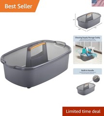 Cleaning Storage Caddy Organizer Plastic Handle Gray Multi-Purpose 1.85-Gallon