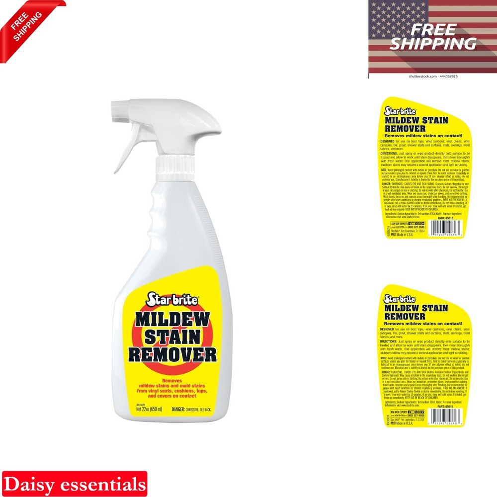 Mildew & Mold Stain Remover Cleaner 22oz Marine Vinyl Plastic Upholstery Outd…