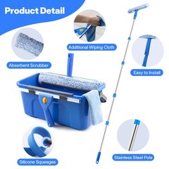 Professional Window Cleaning Kit with Bucket 3 Gallon, 76″ Long Handle Window…