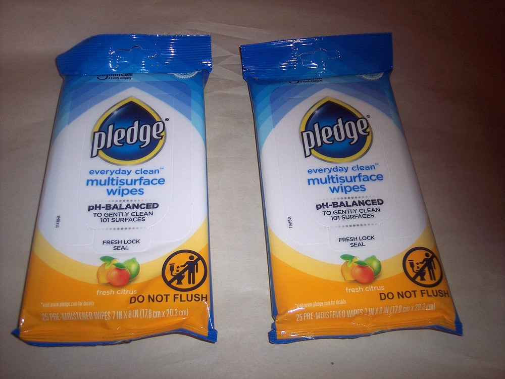Pledge Multisurface Cleaning Wipes pH Balanced Fresh Citrus 25 Count Each Pack