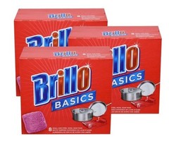 Brillo Basics Steel-wool Soap Pads, 8-ct. Boxes – Pack of 3