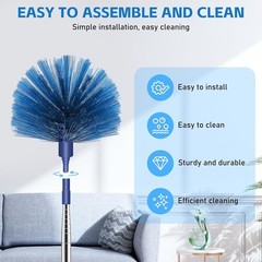 Cobweb Duster Extension Pole 81in High Reach Spider Web Ceiling Cleaner Tool