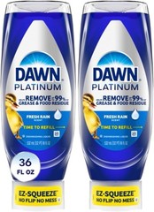 Dawn Platinum Dishwashing Liquid EZ-Squeeze Fresh Rain 36 fl oz, 2 Pack