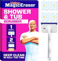 Mr. Clean Magic Eraser Shower Tub Scrubber Kit Lemon 3 Piece Bathroom Cleaner