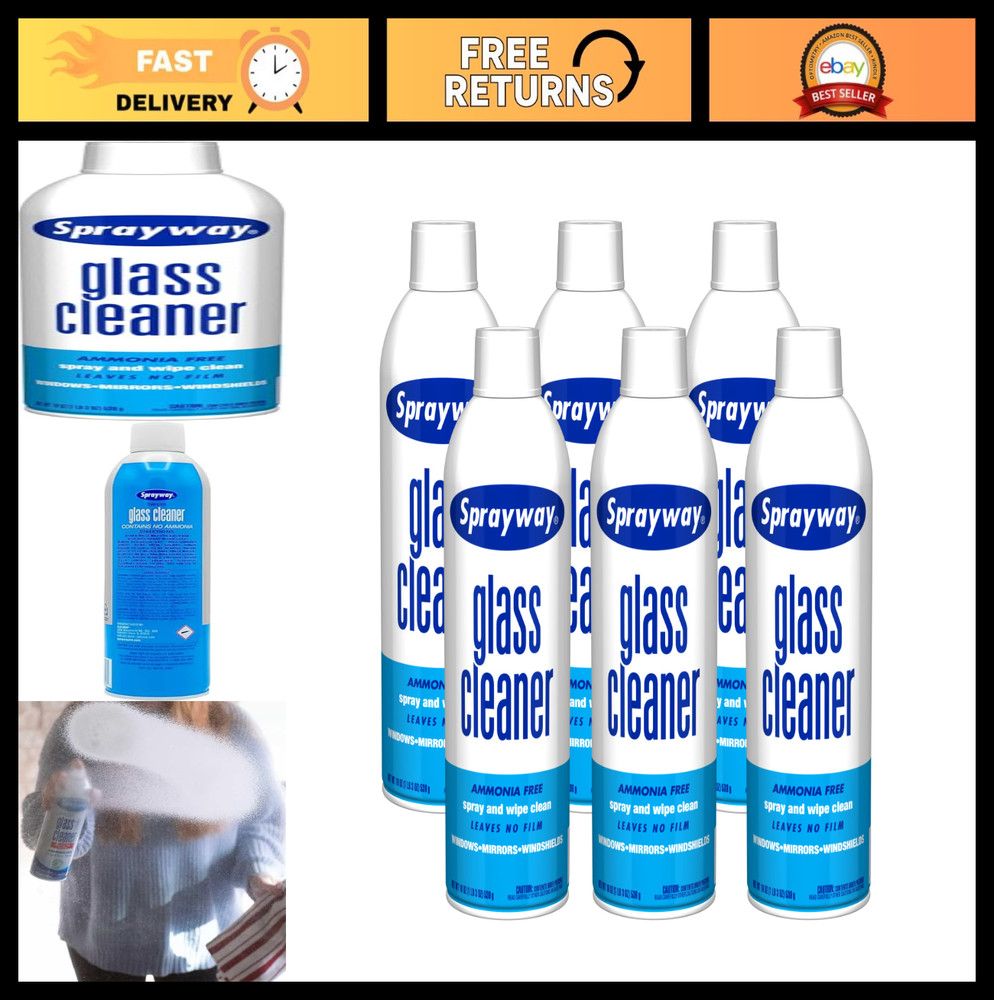 Streak-Free Foaming Glass Cleaner Spray for Home & Auto – 19 oz, Pack of 6