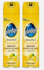 2pk ~ Pledge Lemon Scent Furniture Polish 9.7 oz. Clean Dust Shine Protect 72372