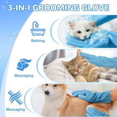Magic Silicone Scrubber Gloves 2-in-1 Reusable Dishwashing Kitchen Bathroom Blue