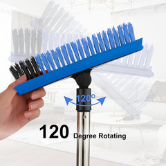 Grout Cleaner Brush with Long Handle, V-Shaped Floor Scrub Brush Swivel Grout Br