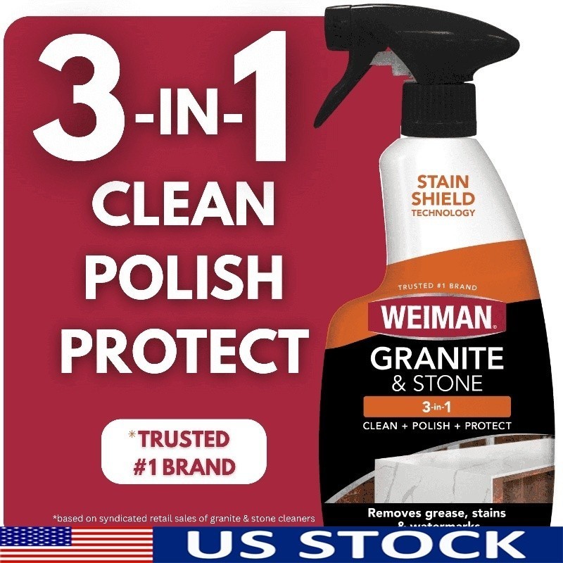 Granite Stone Cleaner Polish Protect 3 in 1 Streak Free Household Cleaner 16oz
