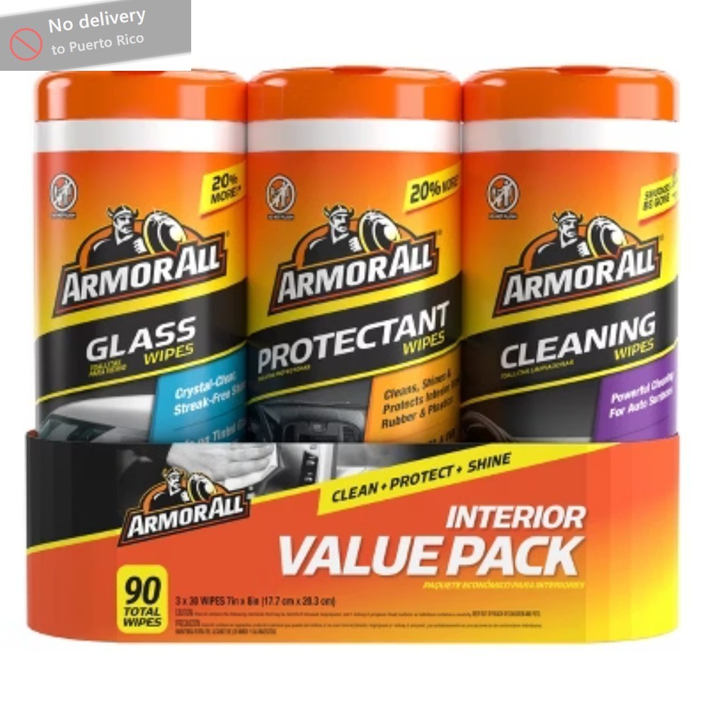 3pk 30ct Triple Pack Protectant/Cleaning/Glass Wipes Automotive Interior Cleaner
