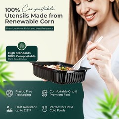 100% Compostable Forks 500 Large biodegradable Disposable Compostable Cutlery