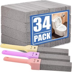 34 Pack Pumice Stone Scouring Sticks with 3 Universal Handles, Grey Pumice Stone