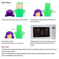 Angry Mama Microwave Steam Cleaner Green Vinegar Water Kitchen Cleaning Tool