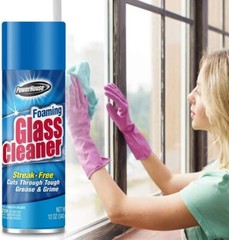 PowerHouse Foaming Glass Cleaner, 12 oz – Streak-Free Shine, Tough on Spots 2pk