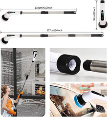 Electric Spin Scrubber, Shower Cleaning Brush with 8 Replaceable Drill Brush He