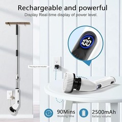 TUYU Electric Spin Scrubber IPX7 Waterproof – Cordless Bathroom Shower Cleaner B