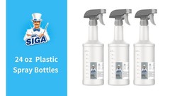 24 oz Empty Plastic Spray Bottles – Heavy Duty Reusable Cleaning Sprayers, 3 Pac