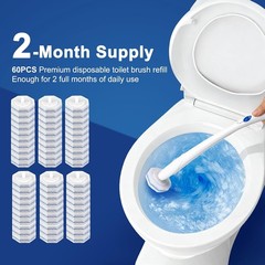60pcs Toilet Cleaner Refill Pads Clorox Wand Upgrade 3-Layer Toilet Scrubber