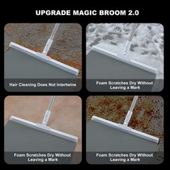 Rubber Squeegee Broom for Floor,62″ Long Handle Window Squeegee, Silicone Pet…