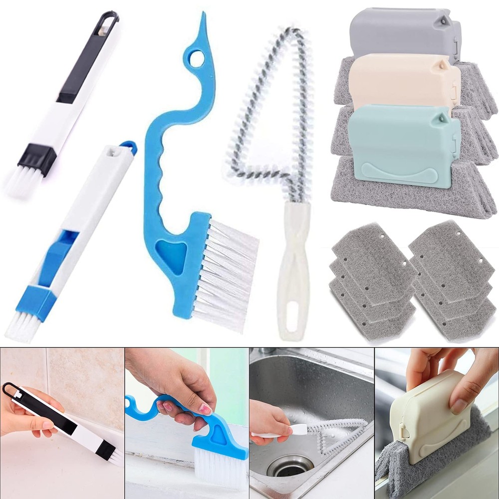Window Groove Cleaning Brush 13 Pcs Handheld Magic Window Track Cleaning Tools W