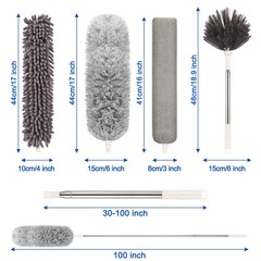 Microfiber Duster With Extension Polestainless Steel 30 To 100 Inches Washable
